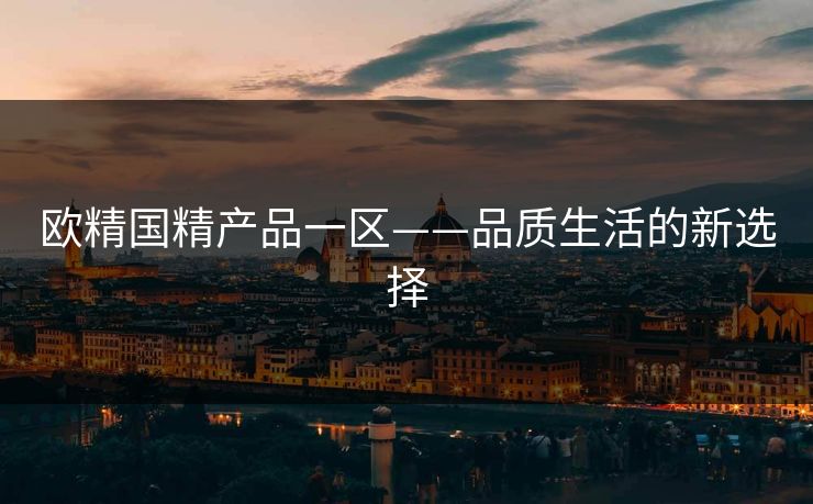 欧精国精产品一区——品质生活的新选择