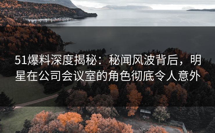 51爆料深度揭秘：秘闻风波背后，明星在公司会议室的角色彻底令人意外