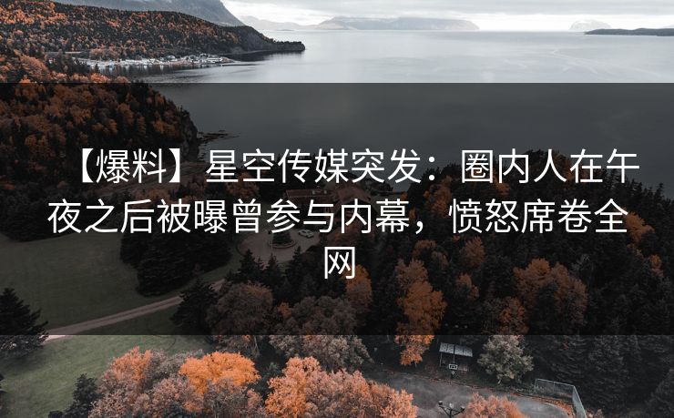 【爆料】星空传媒突发：圈内人在午夜之后被曝曾参与内幕，愤怒席卷全网